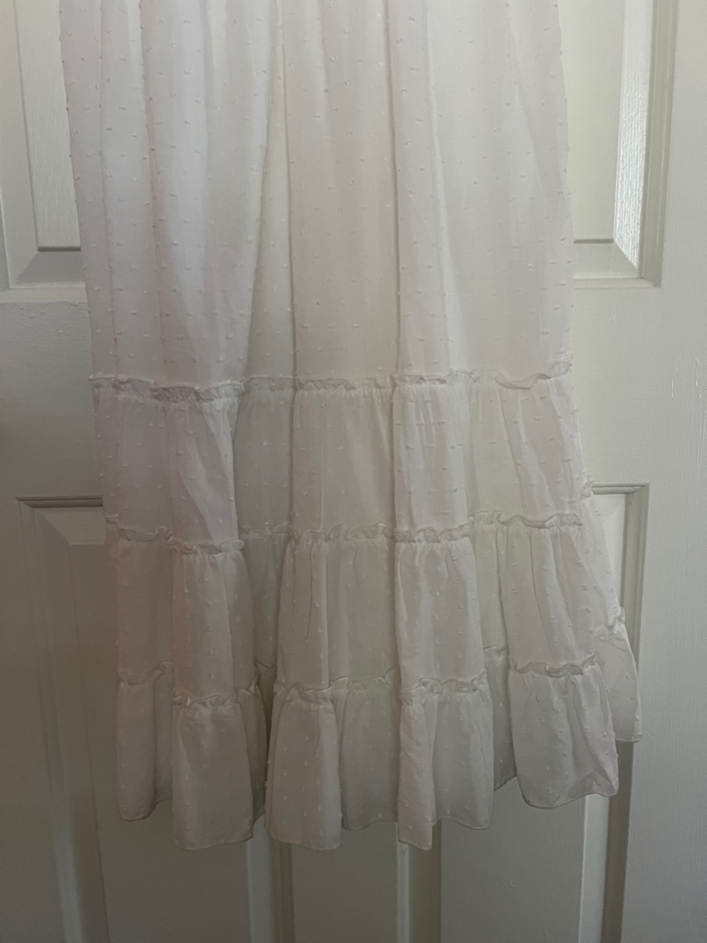 White Maxi Dress with Subtle Dot Texture - Picture 3 of 5